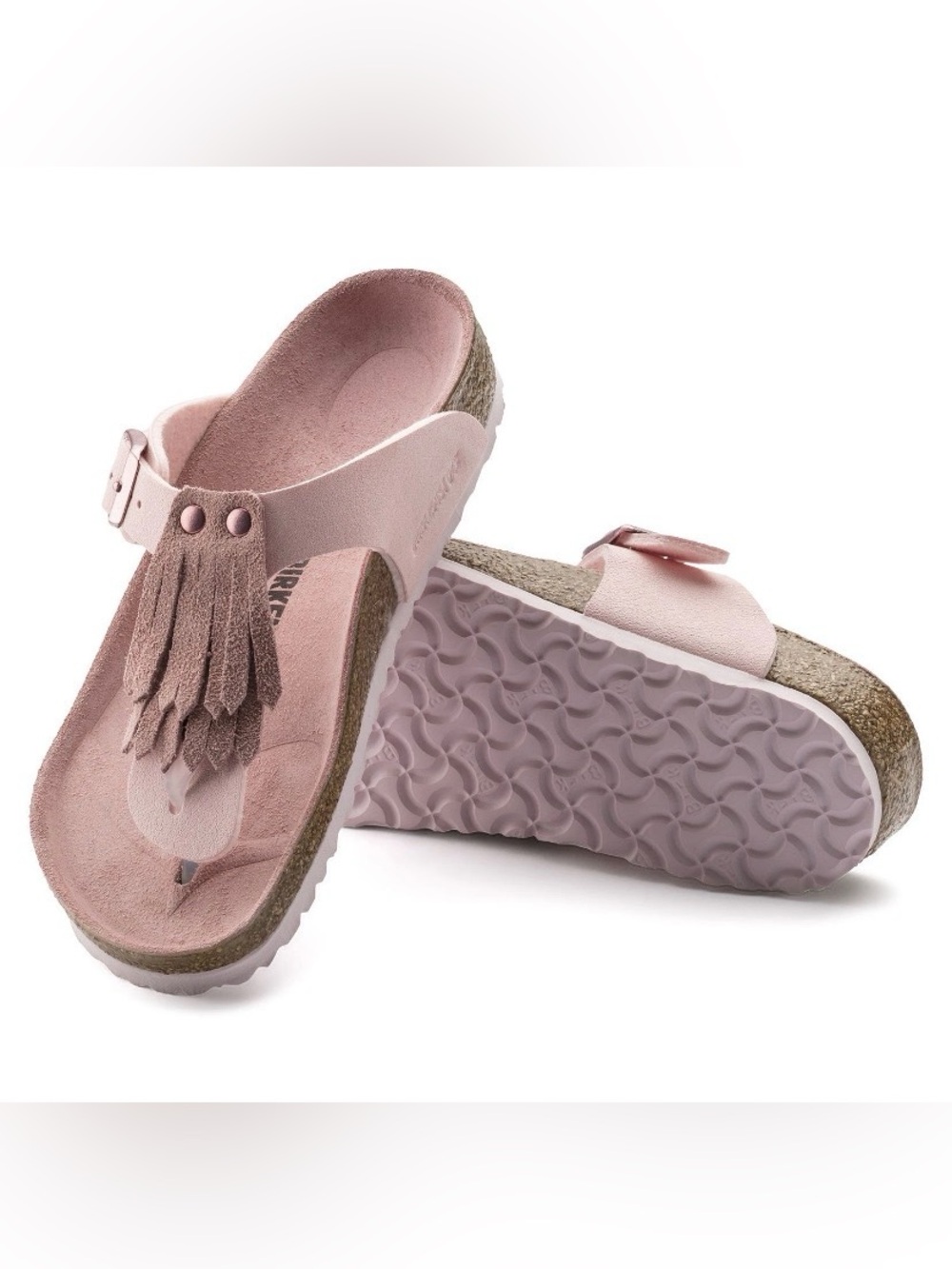 Birkenstock Gizeh Fringe Pink Suede Tassel Thong Sandals